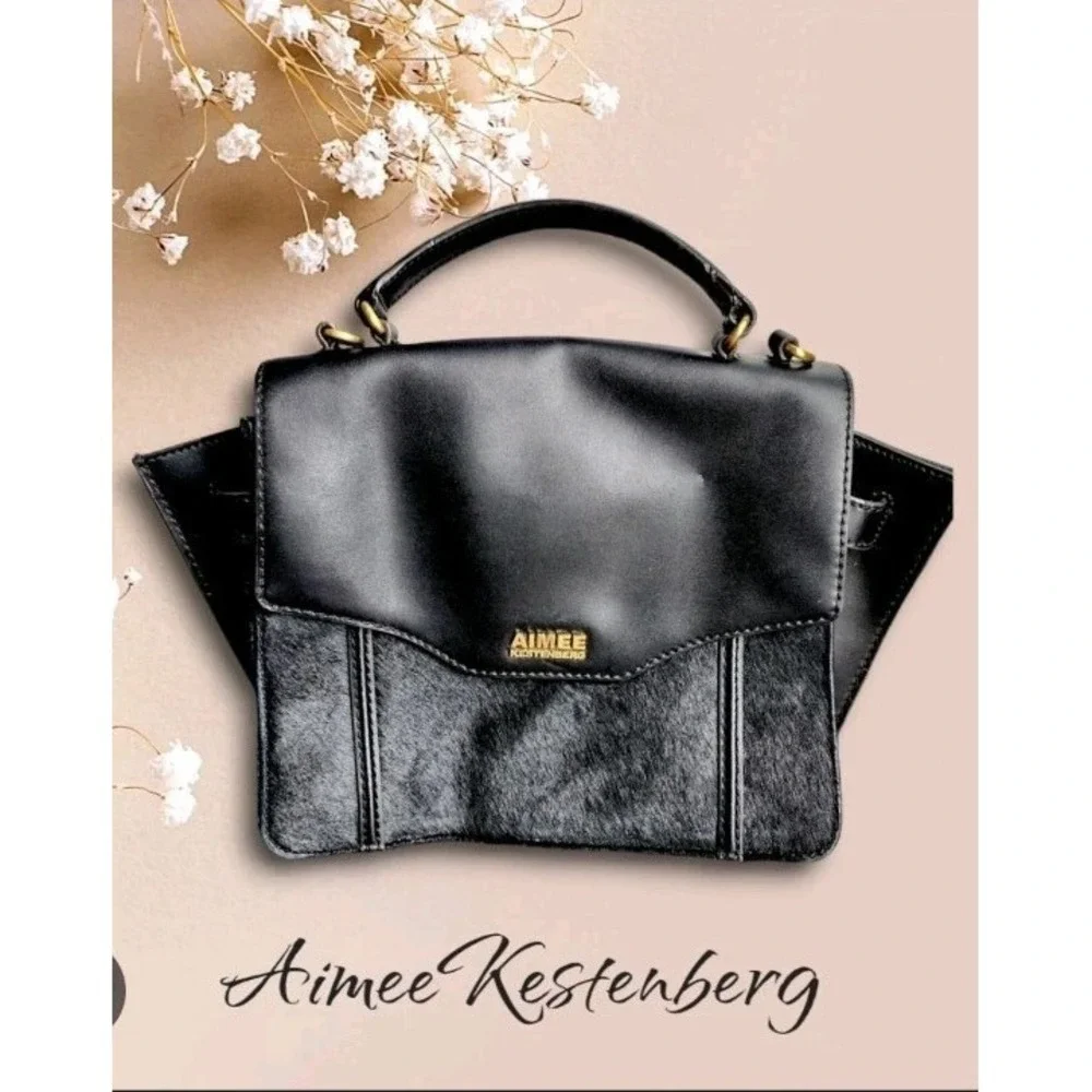 Aimee‎ Kestenberg Phoenix Blk Italian Leather Crossbody Handbag Calf Hair Magnet